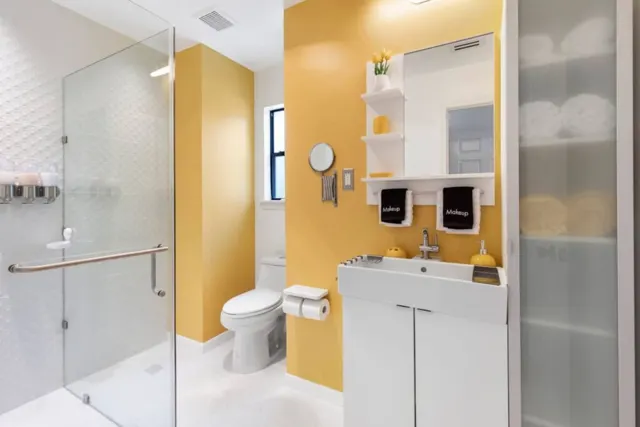 The Woodlands, The Woodlands, TX vacation rental: Vintage Yellow Bathroom, vintage private and modern